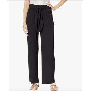 Tribal Wide Leg Pleated Pant with Sash in Black size L